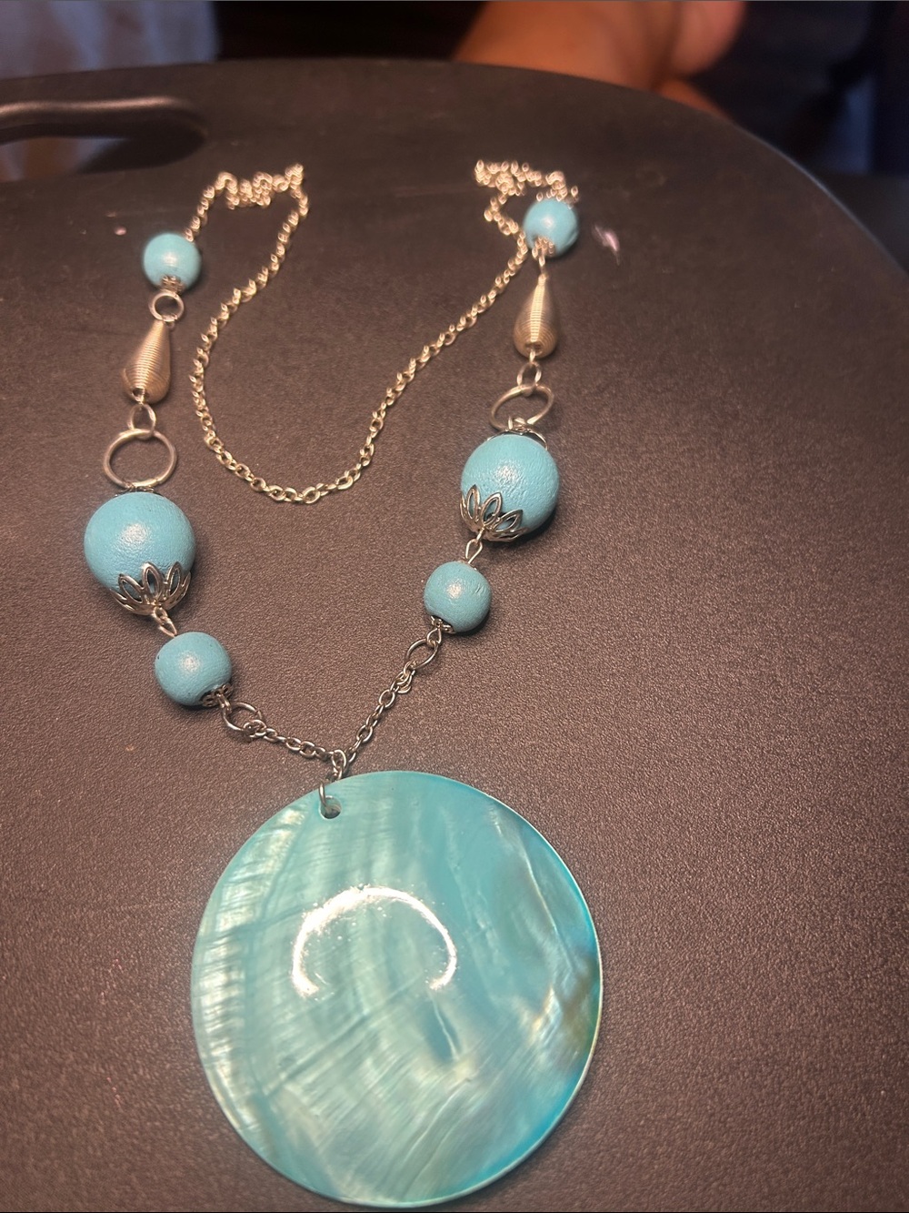 Turquoise Disc Pendant Necklace - Women Jewelry